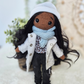 Haakpakket Pop Tess met poppenhaar pruik & kleding set: Witte Bontjas