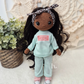 Haakpakket Pop Tess met poppenhaar pruik & kleding set: Mint Trainingspak
