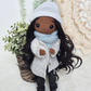 Haakpakket Pop Tess met poppenhaar pruik & kleding set: Witte Bontjas